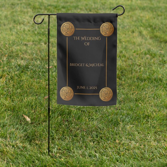 Triple Celtic Knot Swirl Wedding  Garden Flag (In SItu)