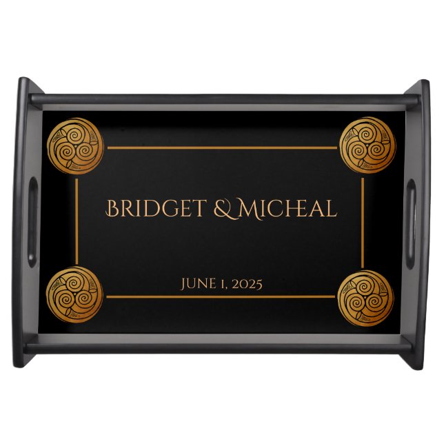 Triple Celtic Knot Swirl Wedding Serving Tray (Front)