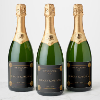 Triple Celtic Knot Swirl Wedding Sparkling Wine Label