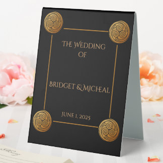 Triple Celtic Knot Swirl Wedding  Table Tent