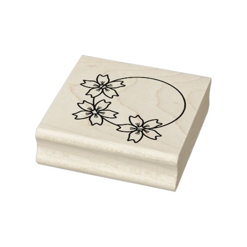 Triple Circled Sakura Cherry Blossoms Stamp