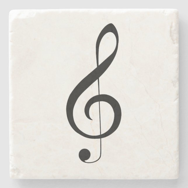 Triple Clef Musical Note, Stone Coaster (Front)