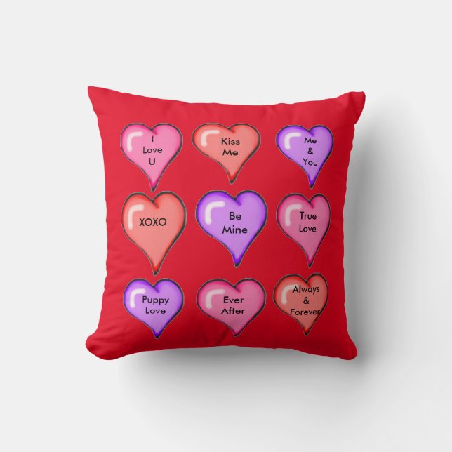 Triple Colored Heart Personalized Square Pillow (Front)