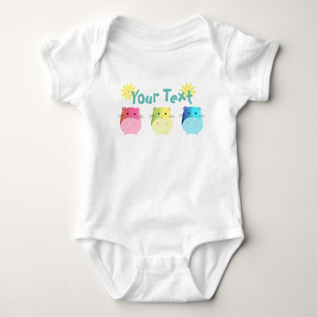 Triple Cute Kawaii Hamsters Custom Baby Bodysuit (Front)
