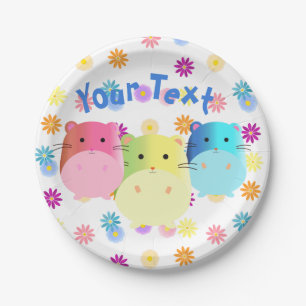 Triple Cute Kawaii Hamsters Custom Paper Plates