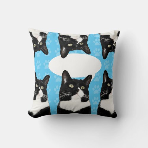 Triple Cute Kitty Speech Funny Cat Design Throw Pillow