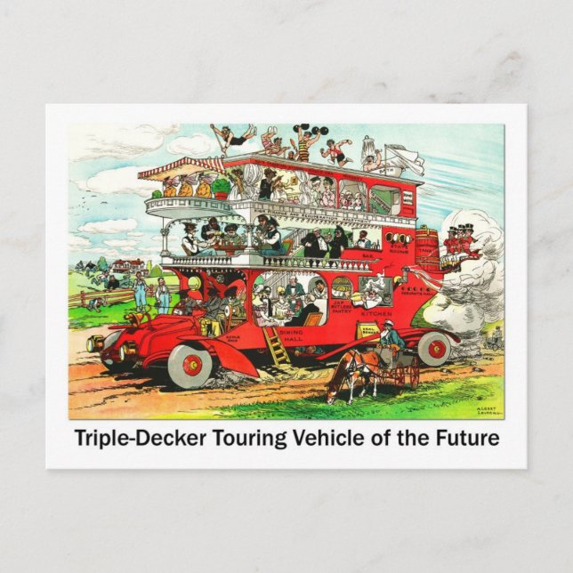 Triple-decker Touring Vehicle of the Future Postcard (Front)