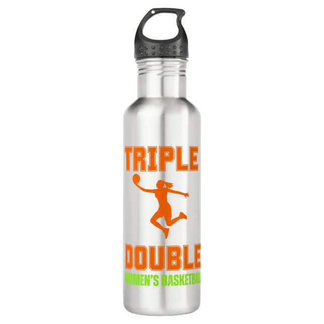 Triple Double Women's Basketball   Stainless Steel Water Bottle (Front)