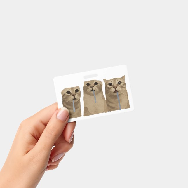 Triple Drooling Goofy Cats Meme Badge (Handheld)
