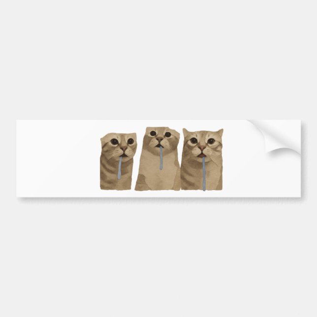 Triple Drooling Goofy Cats Meme Bumper Sticker (Front)