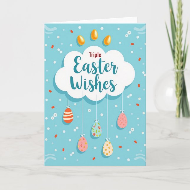 Triple Easter Wishes Card (Front)