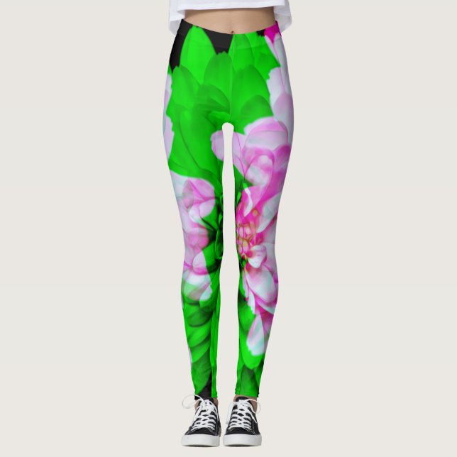 Triple Exposure Flower Art Abstract Leggings (Front)
