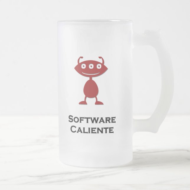 Triple Eye Software Caliente red Frosted Glass Beer Mug (Right)