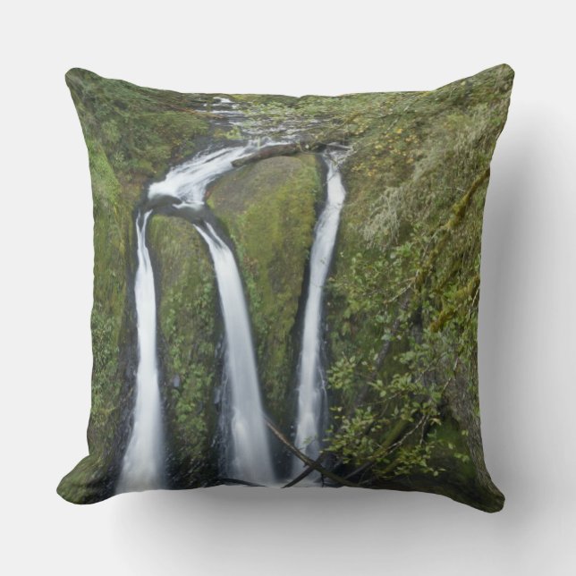 Triple Falls, Columbia River Gorge Throw Pillow (Front)