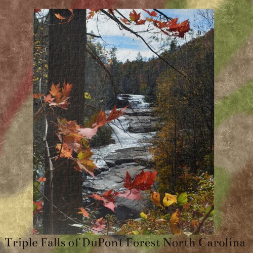 Triple Falls North Carolina Photographic Autumn Jigsaw Puzzle