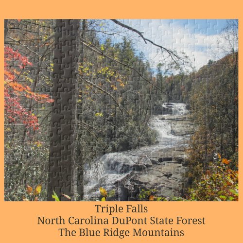 Triple Falls North Carolina Photographic Waterfall Jigsaw Puzzle