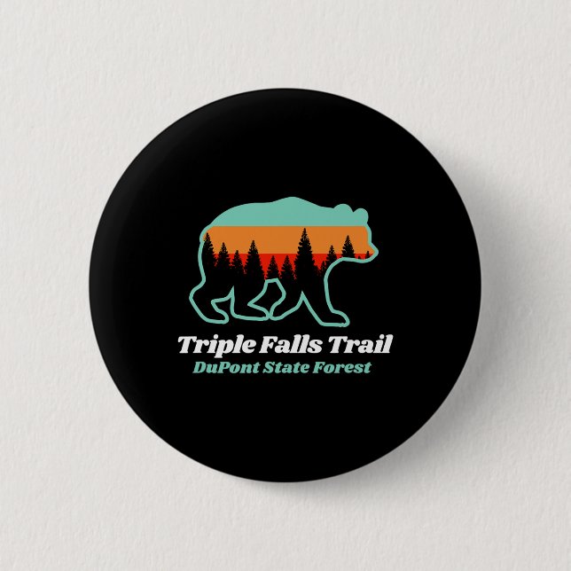 Triple Falls Trail Dupont State Forest Bear Souven Button (Front)