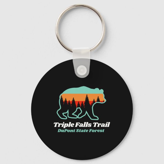 Triple Falls Trail Dupont State Forest Bear Souven Keychain (Front)