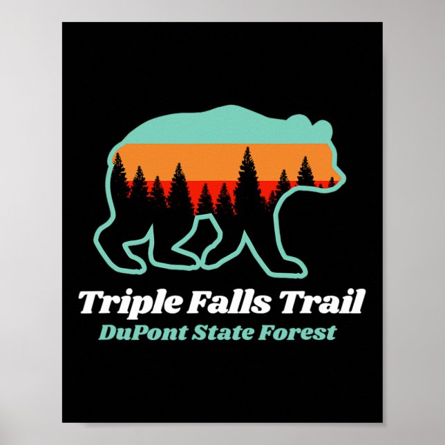 Triple Falls Trail Dupont State Forest Bear Souven Poster (Front)