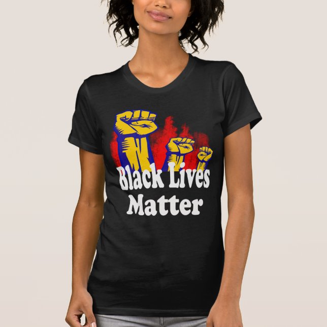 Triple Fist Black Lives Matter BLM T-Shirt (Front)