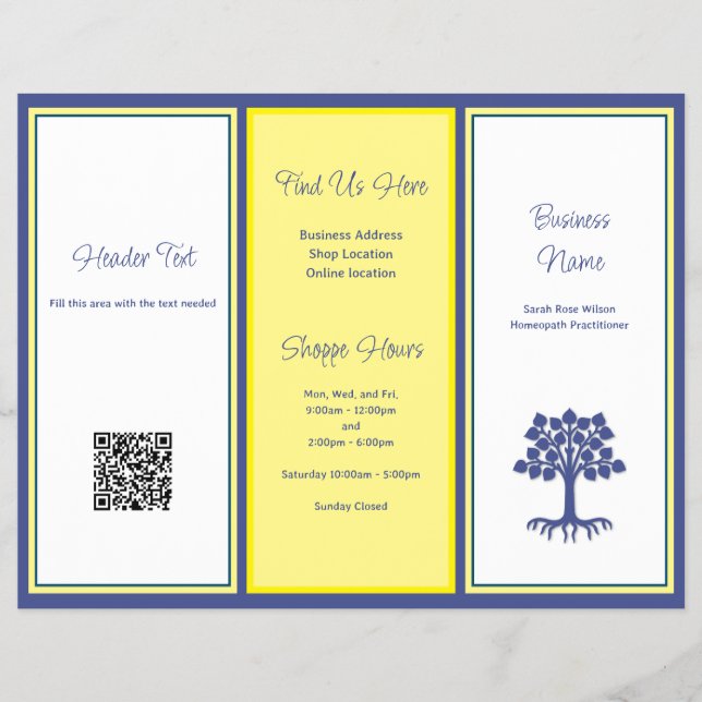 Triple Fold Business Brochure About Photo QR Flyer (Front)