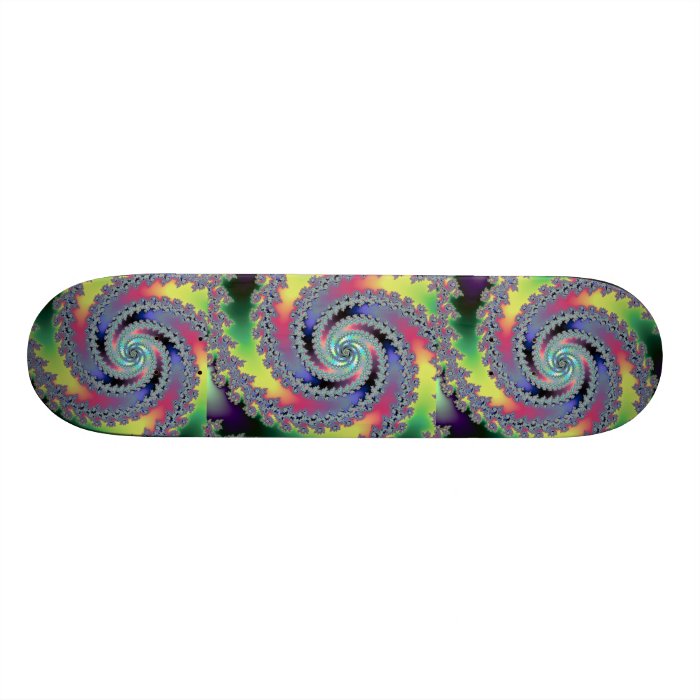 Triple Fractal Rainbow Swirl Custom Skate Board