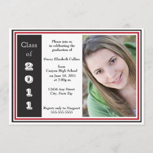 Triple Frame Graduation (black and red) Invitation