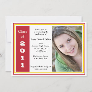 Triple Frame Graduation (red and gold) Invitation