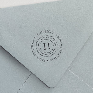 Triple Frame Monogram Round Return Address Self-inking Stamp