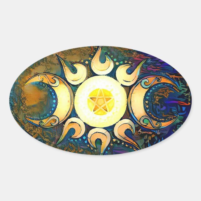 Triple Goddess Crowned - Divine Union Oval Sticker (Front)