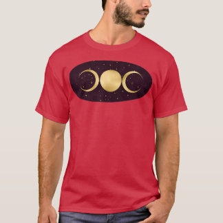 Triple Goddess in Stars Gold on Wine T-Shirt