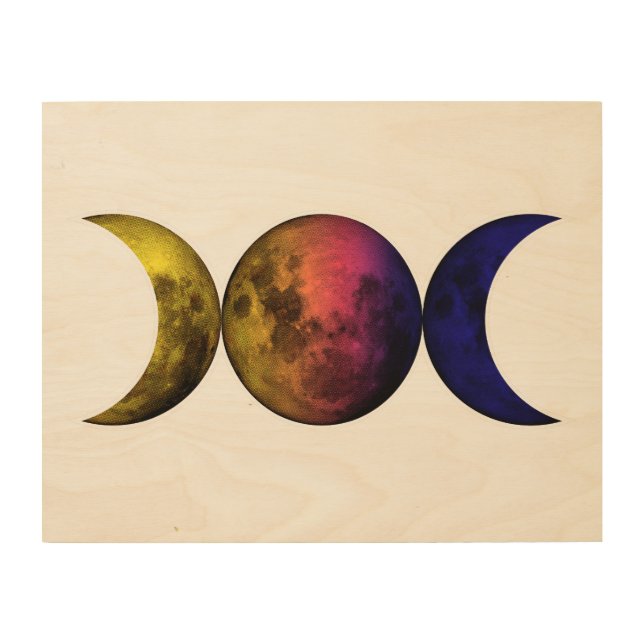 Triple Goddess Moon symbol Wood Wall Art (Front)