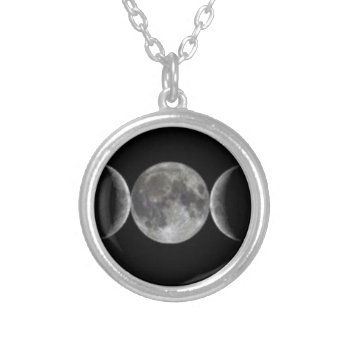 Triple Goddess Moon Wicca Pagan Necklace by BetterGnomesCauldron at Zazzle