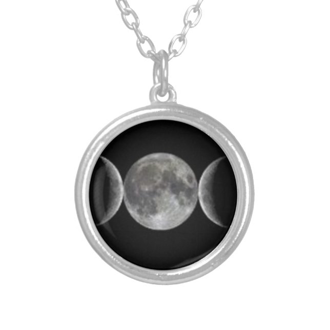 Triple Goddess Moon Wicca Pagan Necklace (Front)