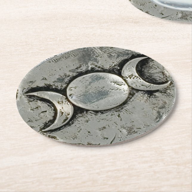 Triple Goddess Round Paper Coaster (Angled)