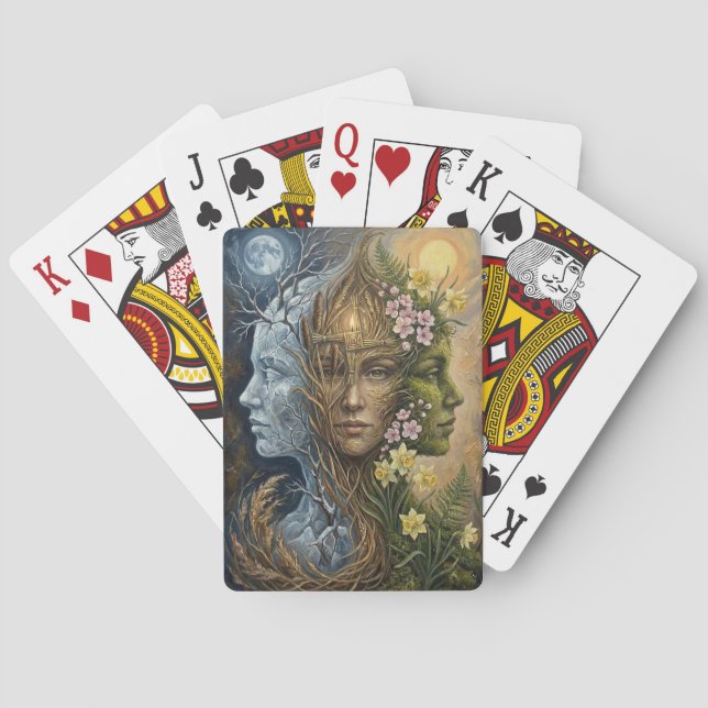 Triple Goddess Winter to Spring Imbolc Fantasy Art Poker Cards (Back)