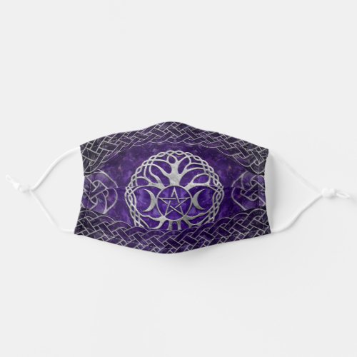 Triple Goddess with pentagram and tree of life Adult Cloth Face Mask