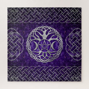 Triple Goddess with pentagram and tree of life Jigsaw Puzzle