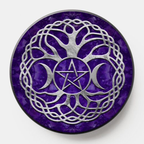 Triple Goddess with pentagram and tree of life PopSocket