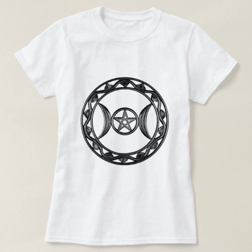 Triple Goddess with Pentagram Maiden Mother Crone T_Shirt