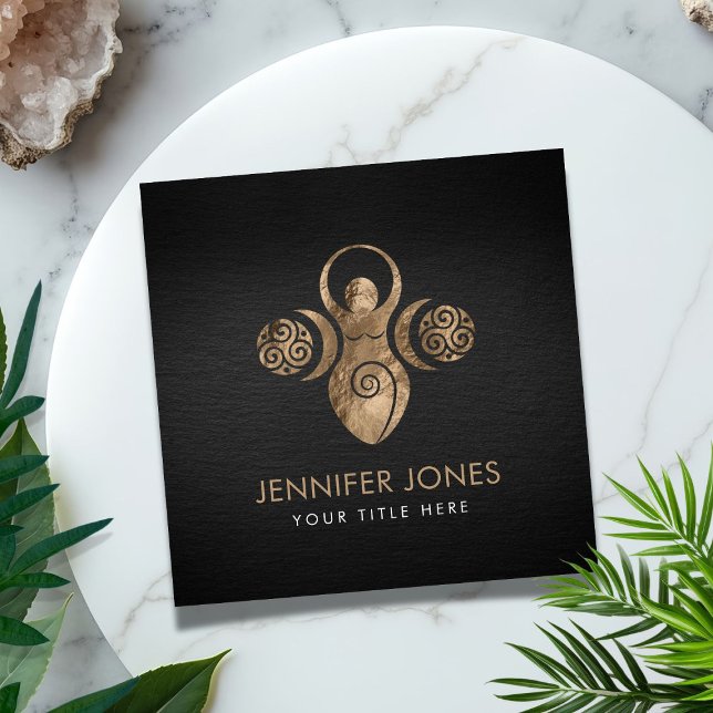 Triple Goddess with triskele - gold Square Business Card (Creator Uploaded)
