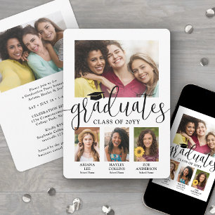 Triple Graduation 3 Graduates Photo Collage Joint Announcement