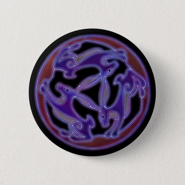 Triple Hare, the Three hares symbol in Purple Pinback Button (Front)