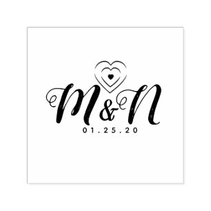 Triple Heart Rustic Lettering  Self-inking Stamp