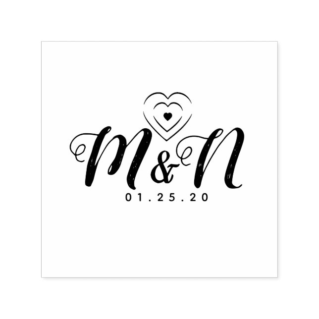 Triple Heart Rustic Lettering  Self-inking Stamp (Design)