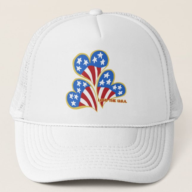 Triple Hearts USA Trucker Hat (Front)