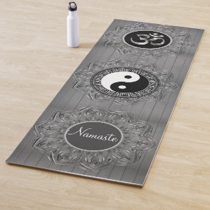 Triple Hexagon Mandalas OM Symbol Yin Yang Namaste Yoga Mat