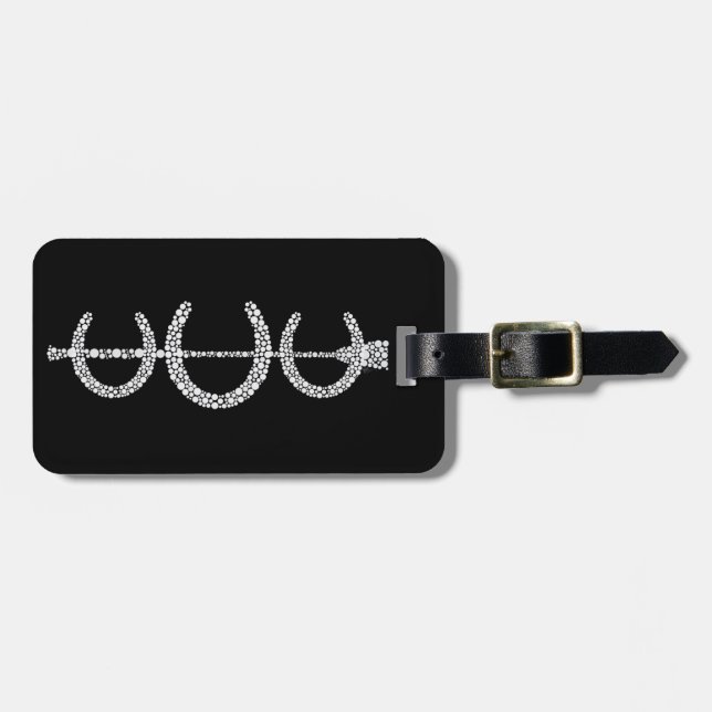 Triple Horse Shoe Luggage Tag BLACK (Front Horizontal)