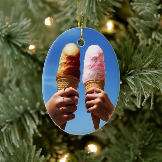 Triple Ice Cream Cones Ceramic Ornament (Tree)