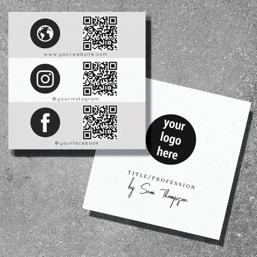 Triple Icon  QR Code Business Social Media Logo Calling Card